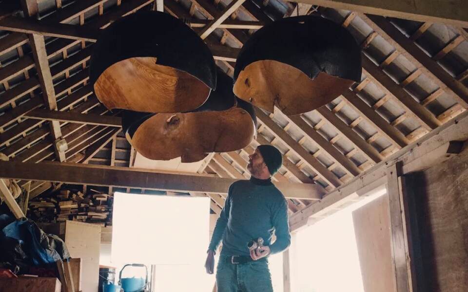 Nic Webb with sculptural lampshades