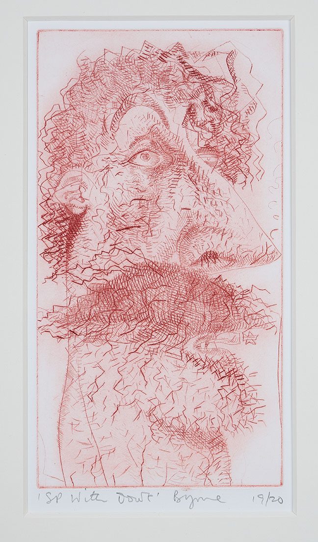 Cerise man's head with moustache