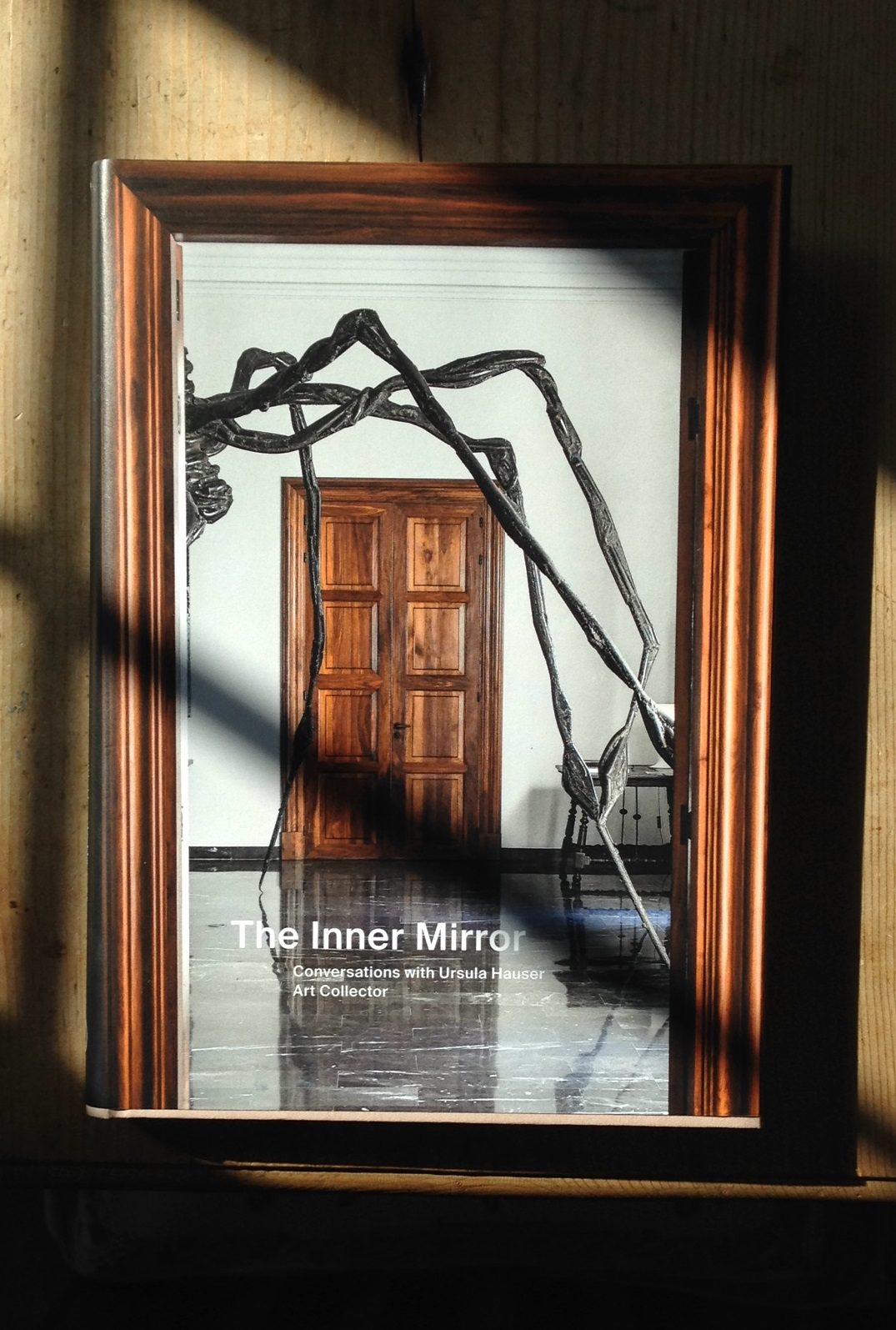 The cover of the book 'The Inner Mirror' catching the light.