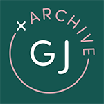 Logo with G J in the centre of a circle the top quarter of which is made up of the word +Archive